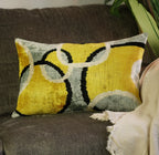 Canvello Luxury Decorative Yellow Gray Pillow with Down Insert- 16x24 in, back view - House Of Avana