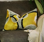 Canvello Luxury Decorative Yellow Gray Pillow with Down Insert- 16x24 in, detail shot - House Of Avana
