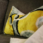 Canvello Luxury Decorative Yellow Gray Pillow with Down Insert- 16x24 in, top view - House Of Avana