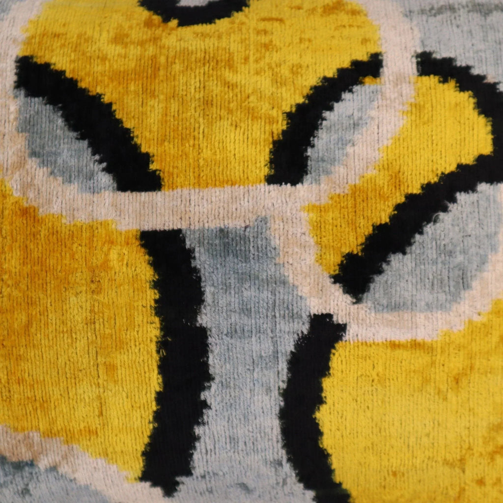 Canvello Luxury Decorative Yellow Gray Pillow with Down Insert- 16x24 in, angled view - House Of Avana