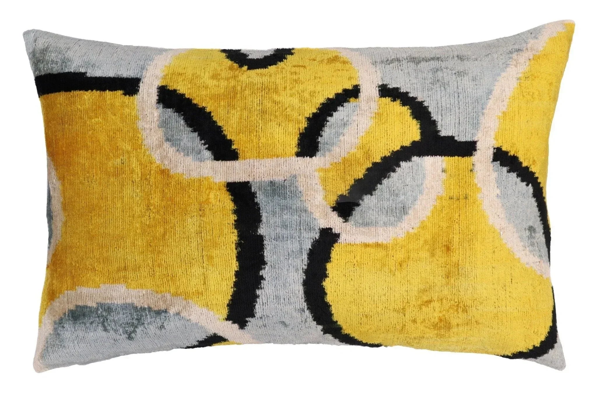 Canvello Luxury Decorative Yellow Gray Pillow with Down Insert- 16x24 in, front view - House Of Avana