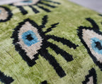 Canvello Luxury Green Smoke Olive Evil Eye Pillow for Couch - 16x16 Inch, angled view - House Of Avana
