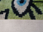 Canvello Luxury Green Smoke Olive Evil Eye Pillow for Couch - 16x16 Inch, angled view - House Of Avana