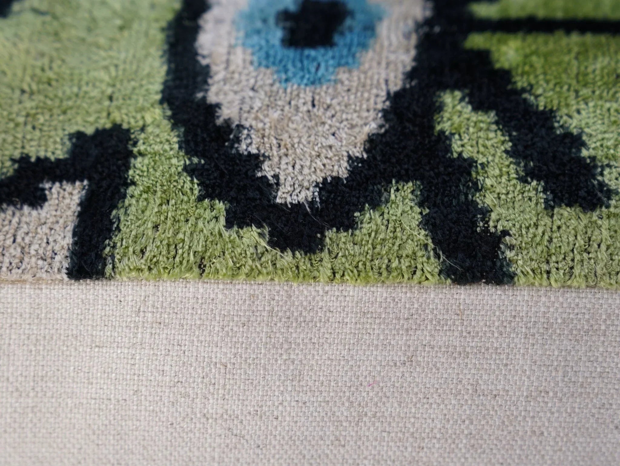 Canvello Luxury Green Smoke Olive Evil Eye Pillow for Couch - 16x16 Inch, angled view - House Of Avana