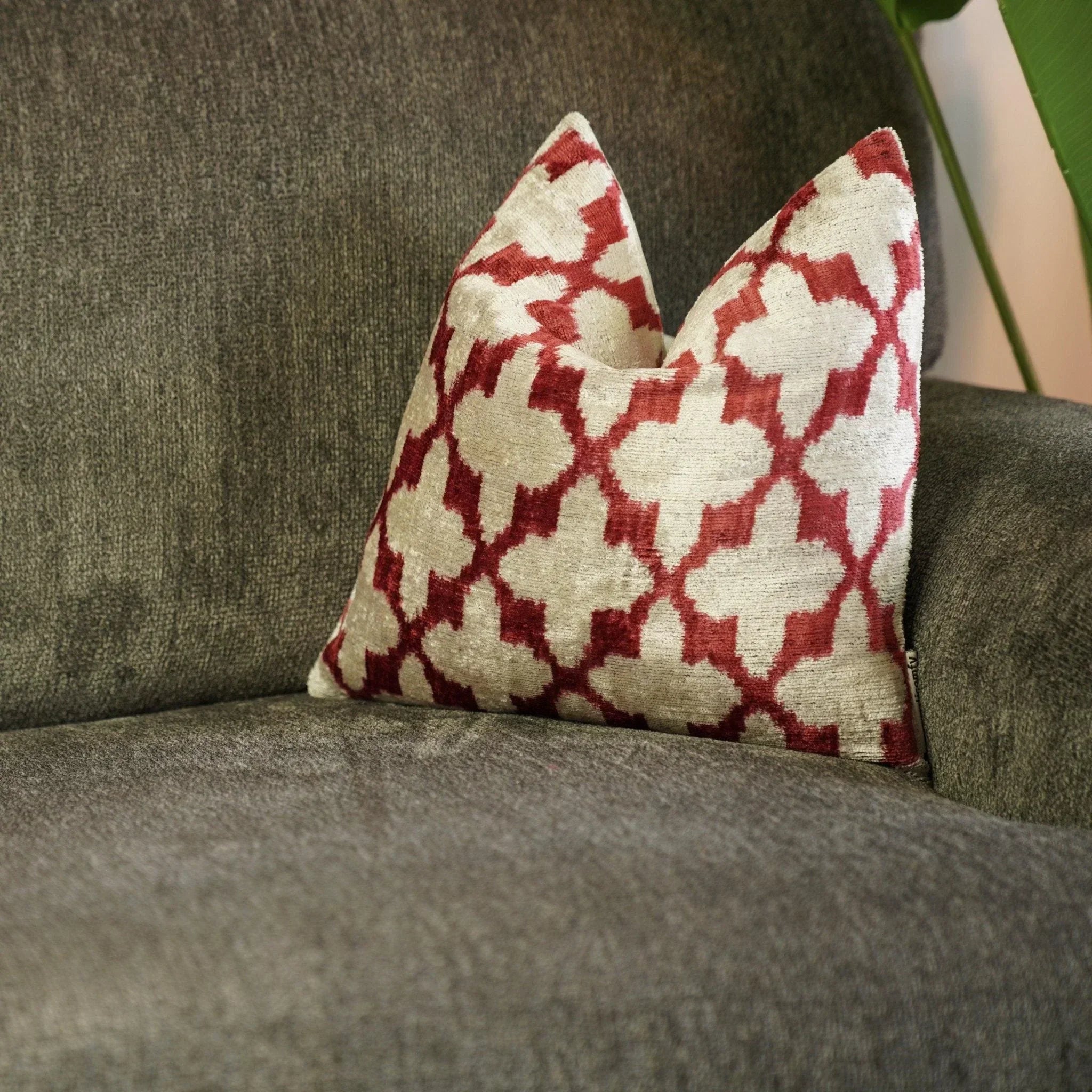 Canvello Luxury Hot Pink Geometric Pillow with Down Insert 16"x16" Canvello