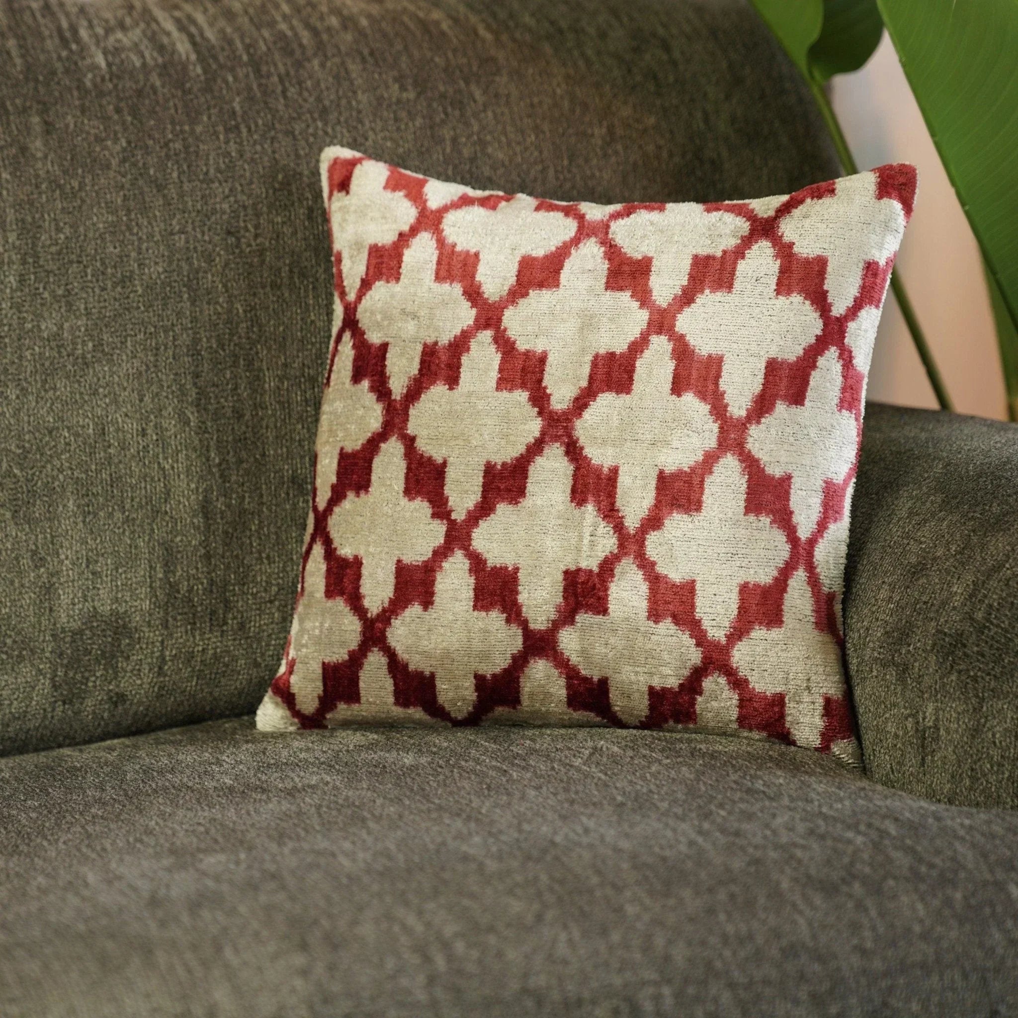 Canvello Luxury Hot Pink Geometric Pillow with Down Insert 16"x16" Canvello