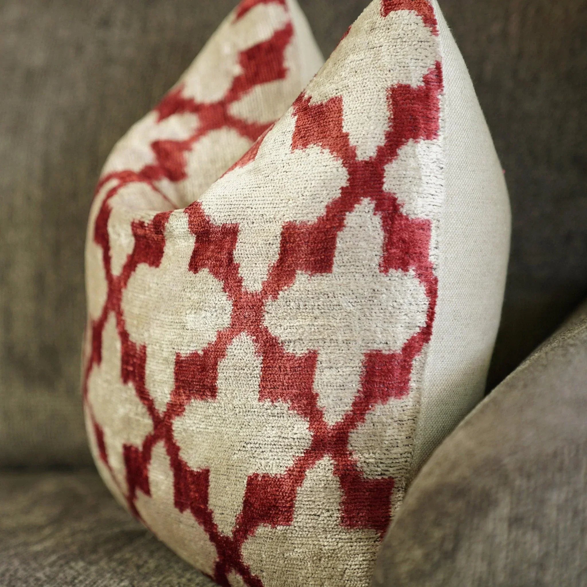 Canvello Luxury Hot Pink Geometric Pillow with Down Insert 16"x16" Canvello