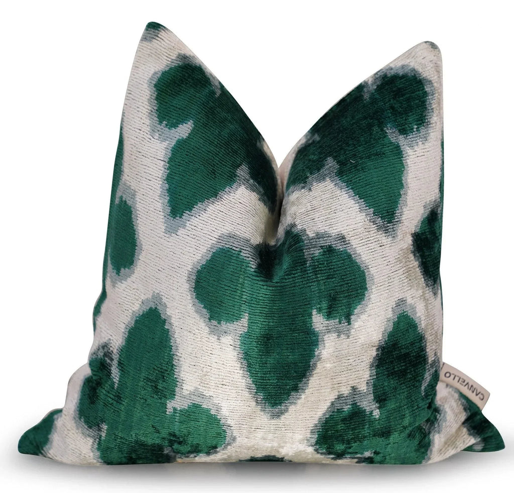 Canvello Luxury Leaf Green Carbon Grey Pillow for Couch | 16x16 Canvello