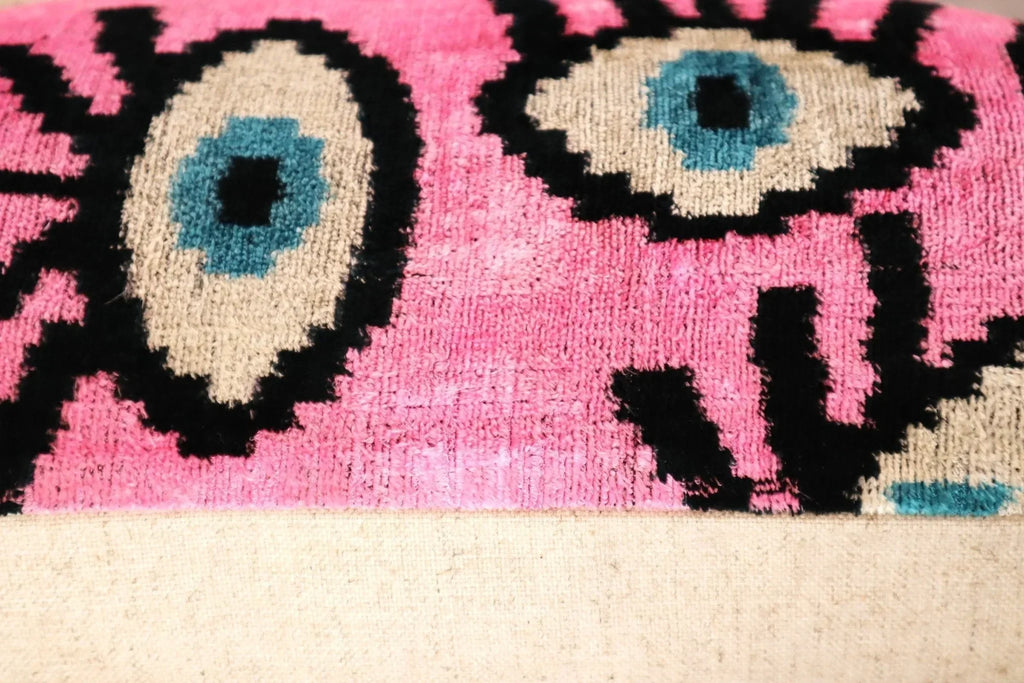 Canvello Luxury Pink Evil Eye Pillow for Couch| X in (40 X Cm), angled view - House Of Avana