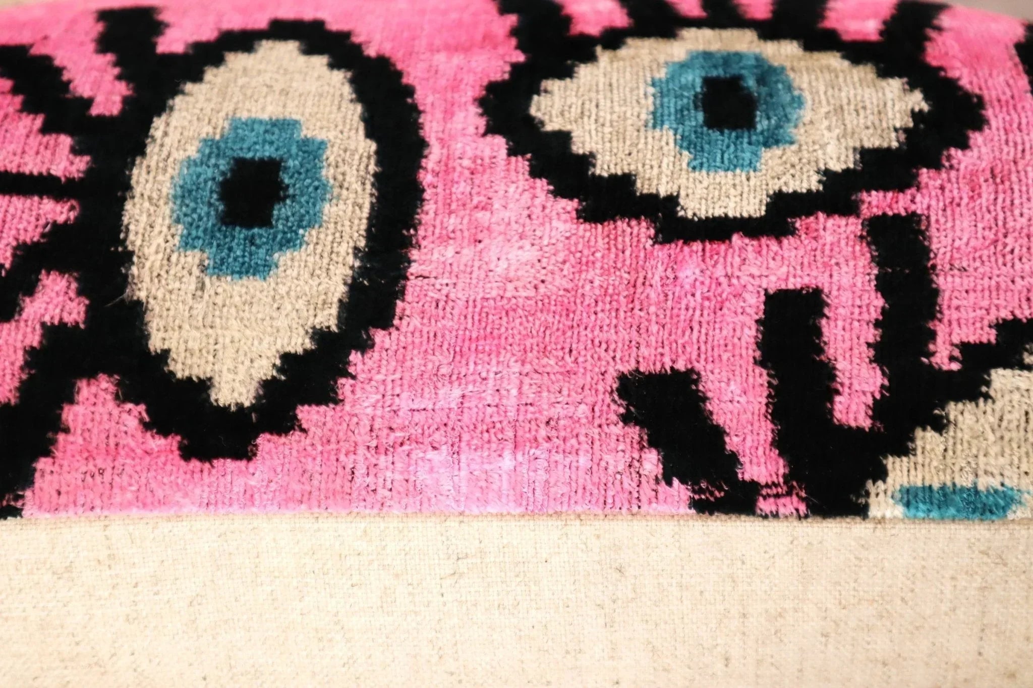 Canvello Luxury Pink Evil Eye Pillow for Couch| X in (40 X Cm), angled view - House Of Avana