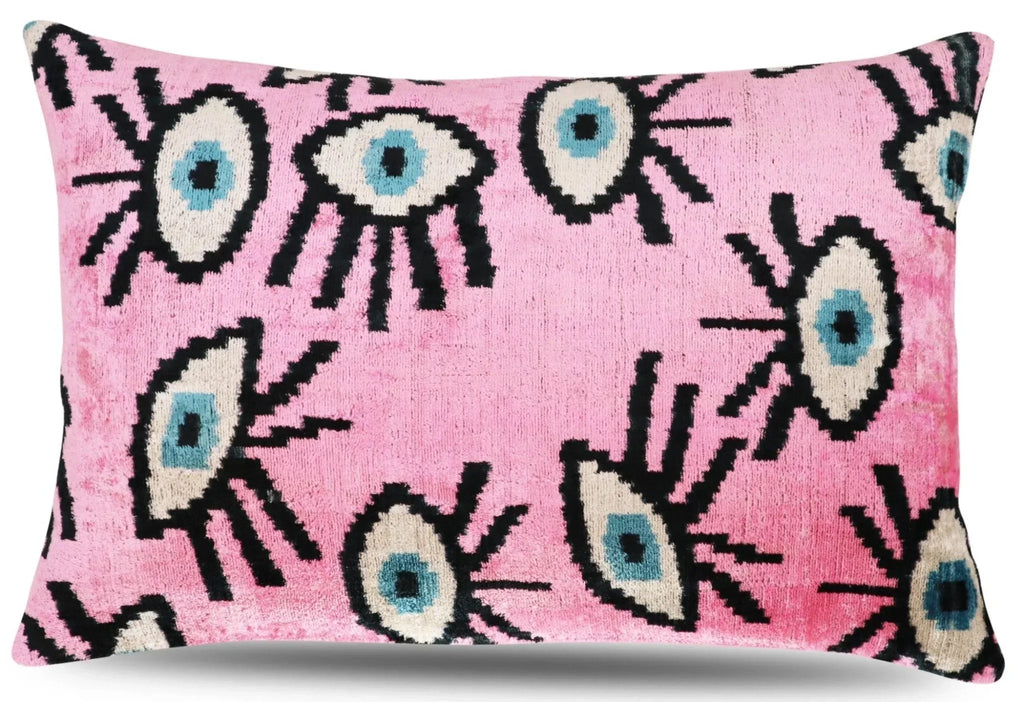 Canvello Luxury Pink Evil Eye Pillow for Couch| X in (40 X Cm), front view - House Of Avana