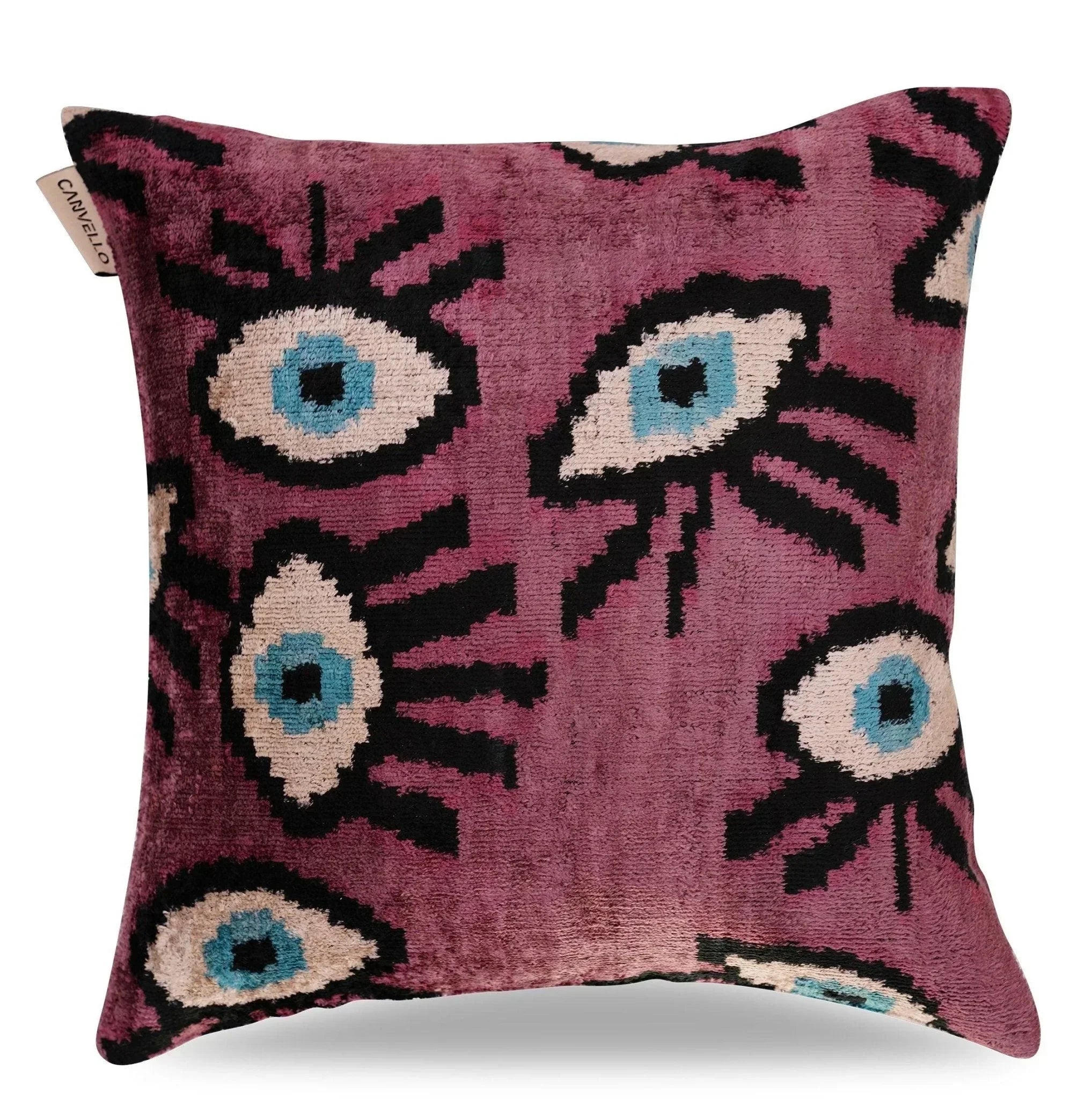 Canvello Luxury Pink Purple Evil Eye Pillow for Couch - 16x16 inch Canvello