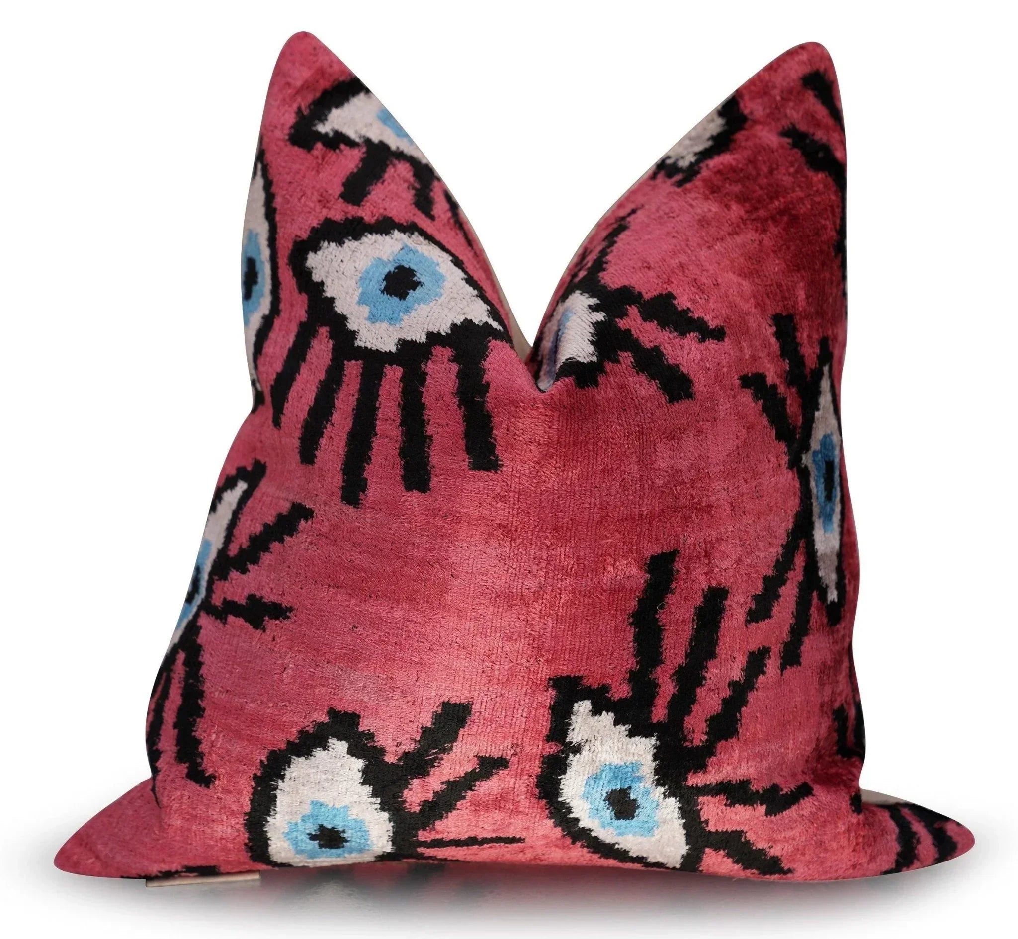 Canvello Luxury Pinkish Red Evil Eye Pillow for Couch - 16x16 inch Canvello