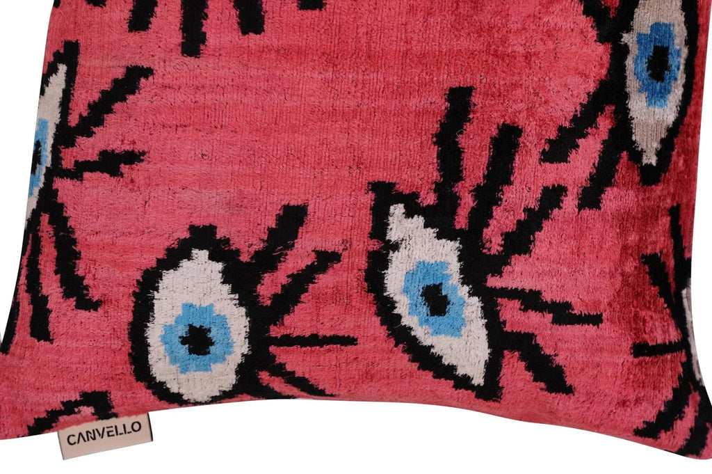 Canvello Luxury Pinkish Red Evil Eye Pillow for Couch - 16x16 inch Canvello