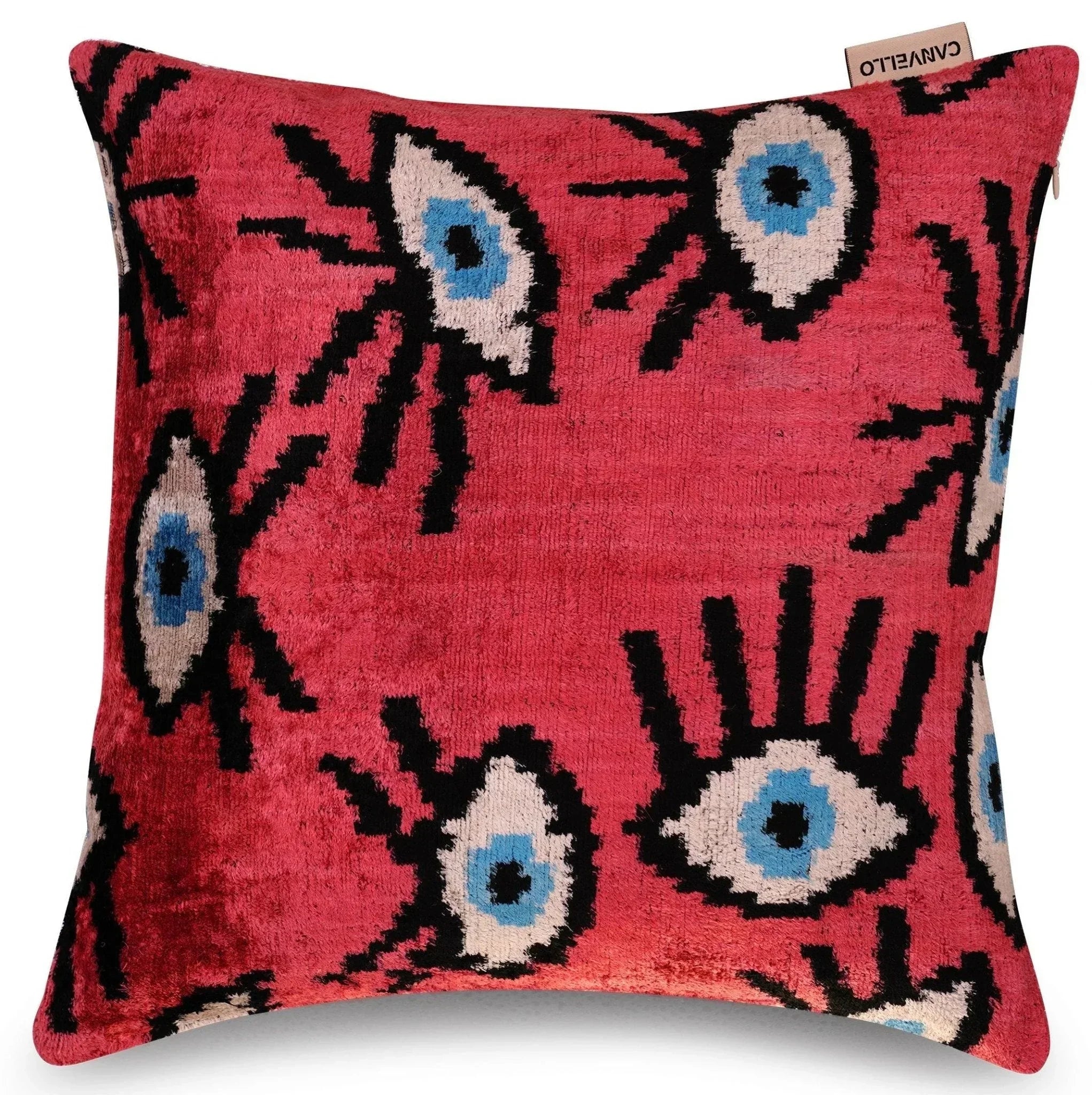 Canvello Luxury Pinkish Red Evil Eye Pillow for Couch - 16x16 inch Canvello