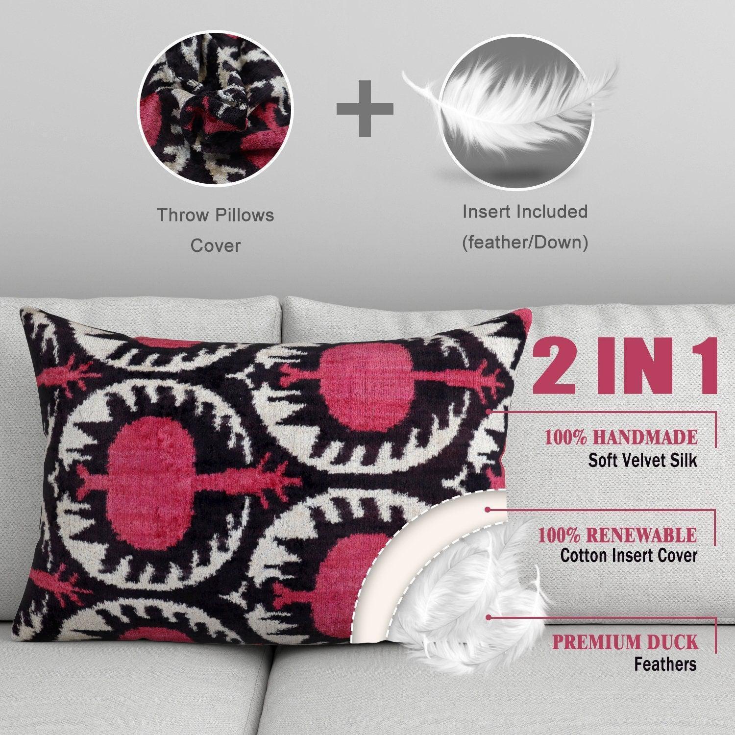 Canvello Luxury Red Pomegranate Velvet Throw Pillows - 16x24 in Canvello