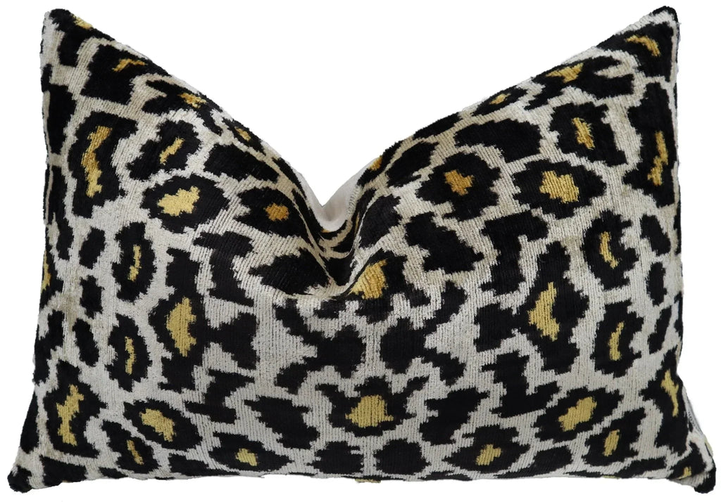 Canvello Luxury Tiger Print Black Gold Throw Pillow with Down Insert Canvello