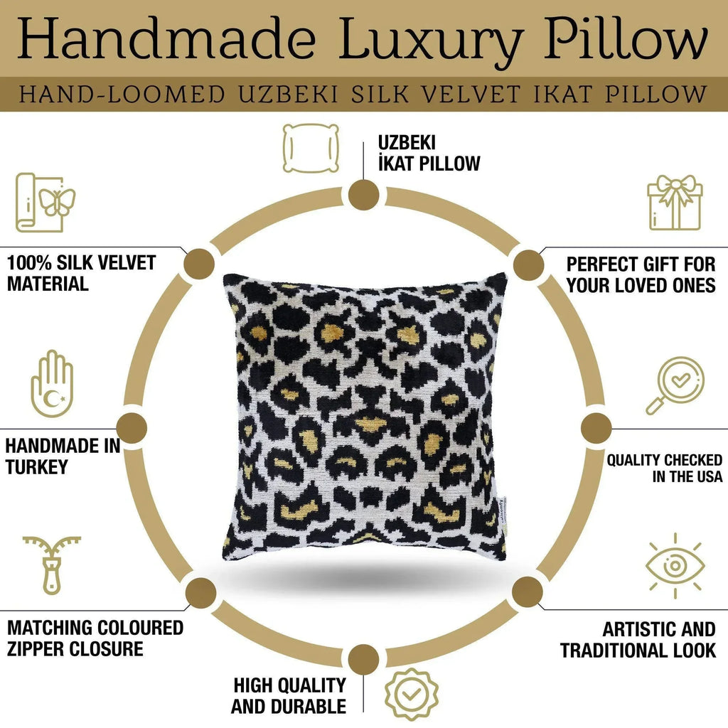 Canvello Luxury Tiger Print Black Gold Throw Pillow with Down Insert Canvello