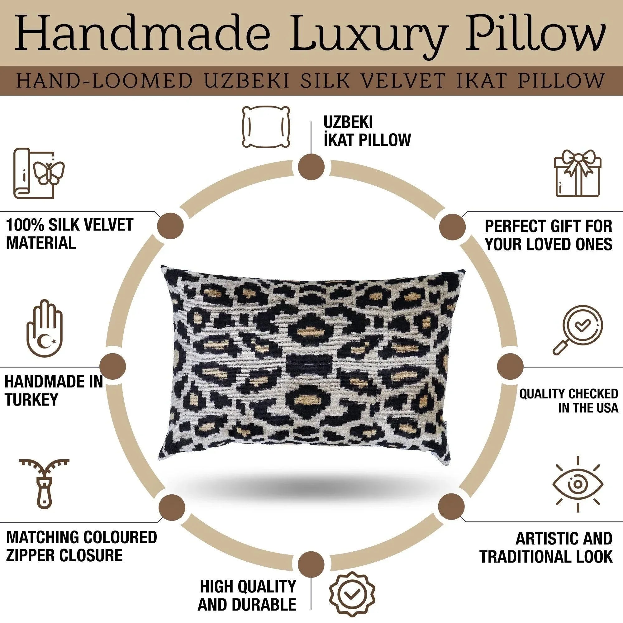 Canvello Luxury Tiger Print Black Gold Velvet Silk Pillow - 16X24 in Canvello