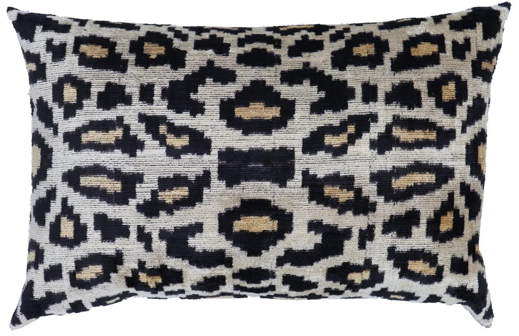 Canvello Luxury Tiger Print Black Gold Velvet Silk Pillow - 16X24 in Canvello