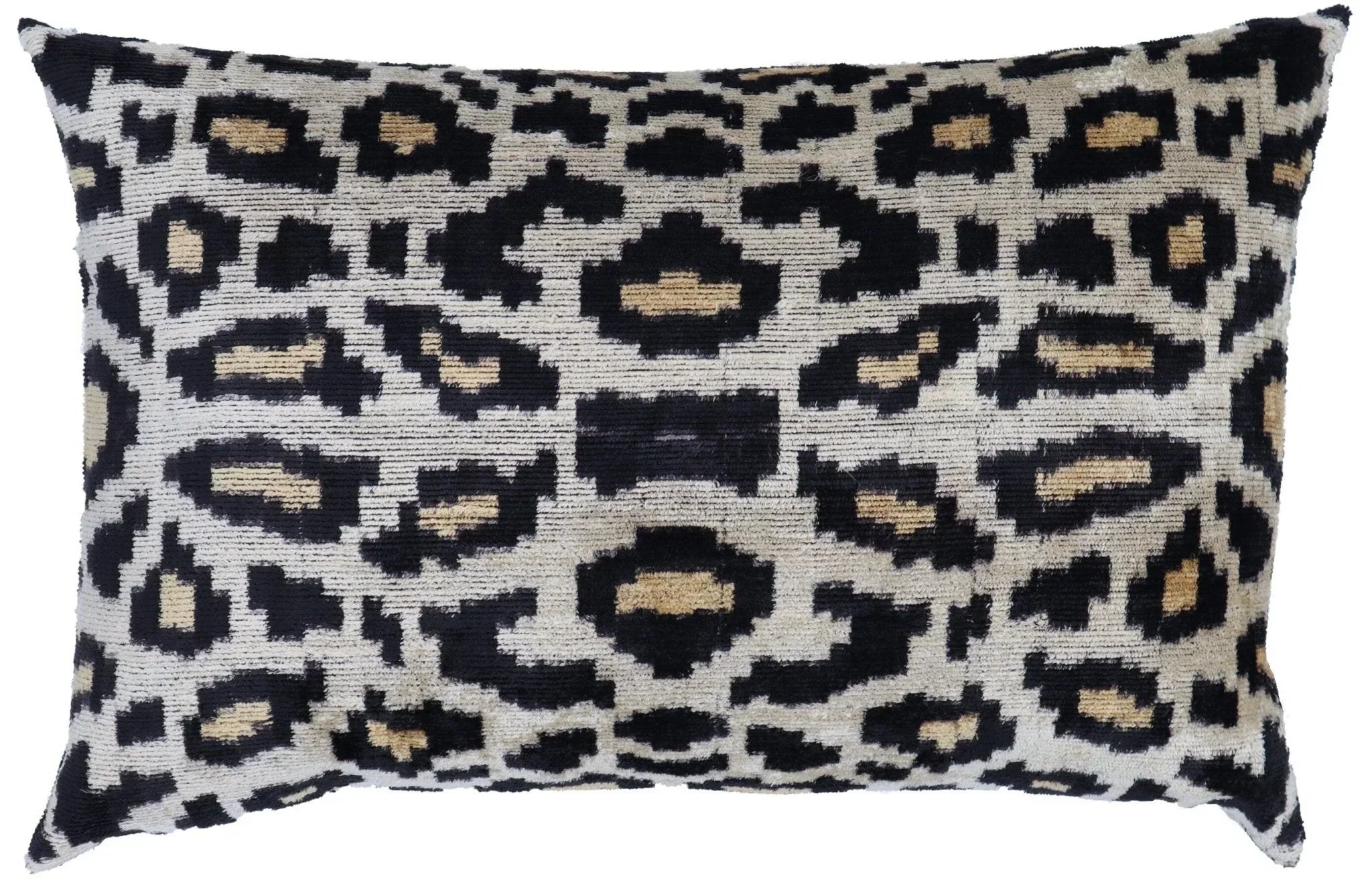 Canvello Luxury Tiger Print Black Gold Velvet Silk Pillow - 16X24 in Canvello