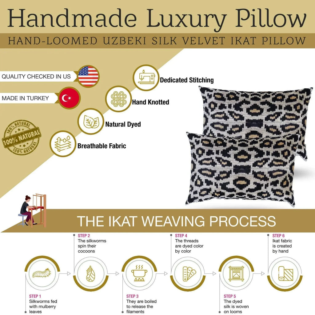 Canvello Luxury Tiger Print Black Gold Velvet Silk Pillow - 16X24 in Canvello