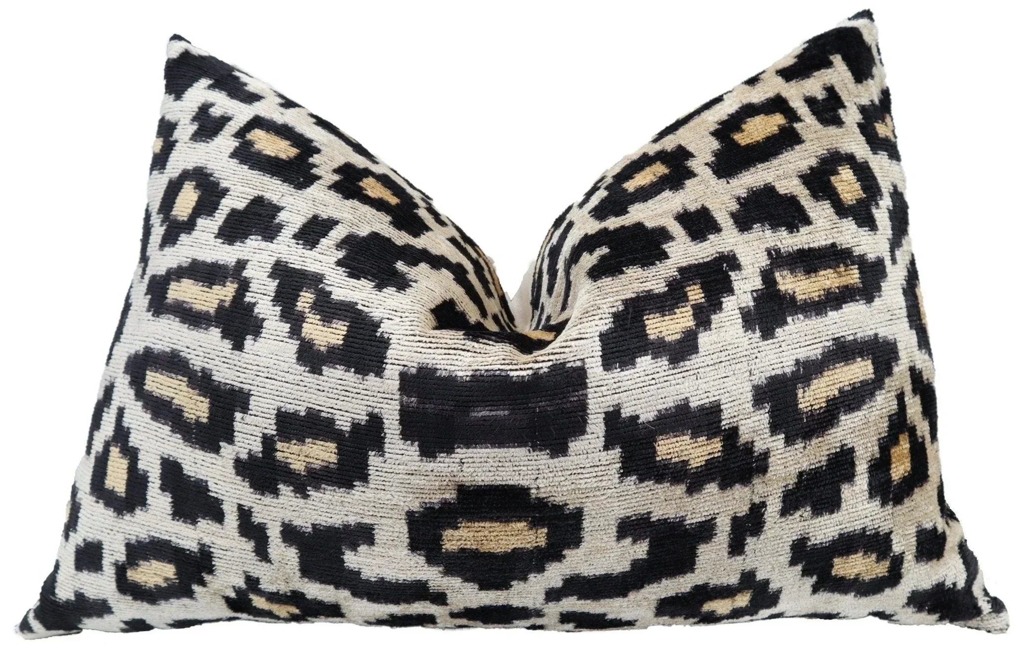 Canvello Luxury Tiger Print Black Gold Velvet Silk Pillow - 16X24 in Canvello