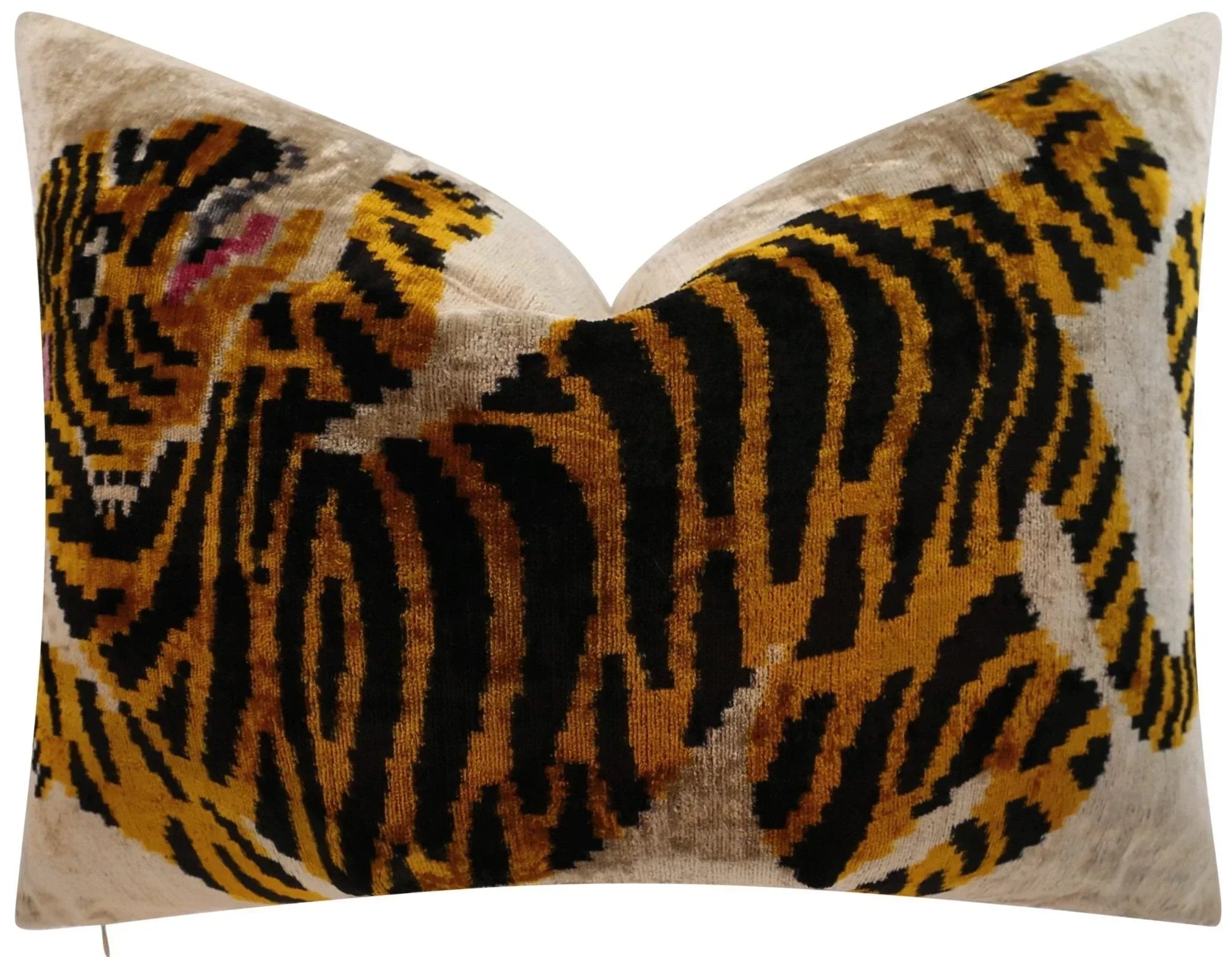 Canvello Luxury Velvet Lumbar Pillow,Tiger Design in Golden, Black, High-Quality 16x24 in Decorative Accent for Sofas, Couches, and Interior Design Canvello