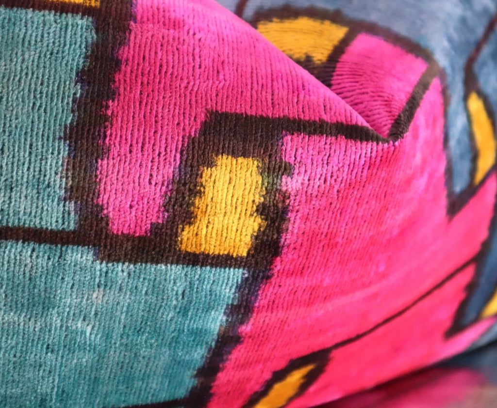 Canvello Multi Color Rainbow Handmade 16x24 Silk Velvet Pillow, Organic Veg Dyed, Down/feather Filled,... - House Of Avana