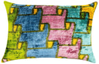 Canvello Multi Color Rainbow Handmade 16x24 Silk Velvet Pillow, Organic Veg Dyed, Down/Feather Filled Canvello