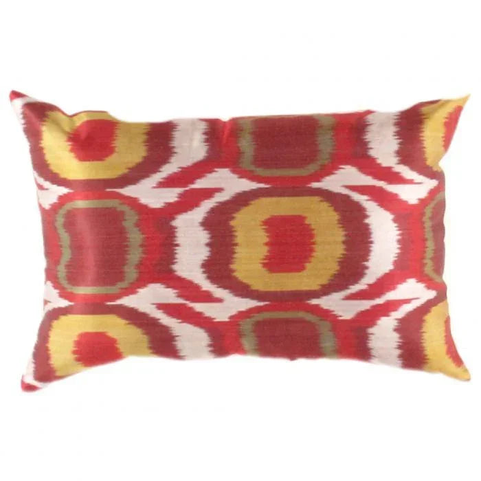 Canvello Multi Color Turkish Rust Silk Ikat Pillow - 16'' X 24'', front view - House Of Avana