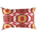 Canvello Multi Color Turkish Rust Silk Ikat Pillow - 16'' X 24'', front view - House Of Avana