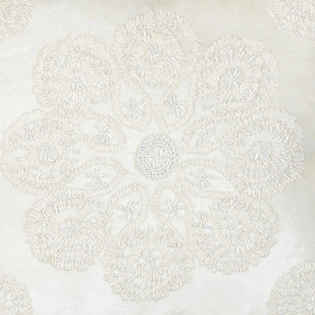 Canvello Naples Embroidered Pillow, Ivory/Silver Canvello