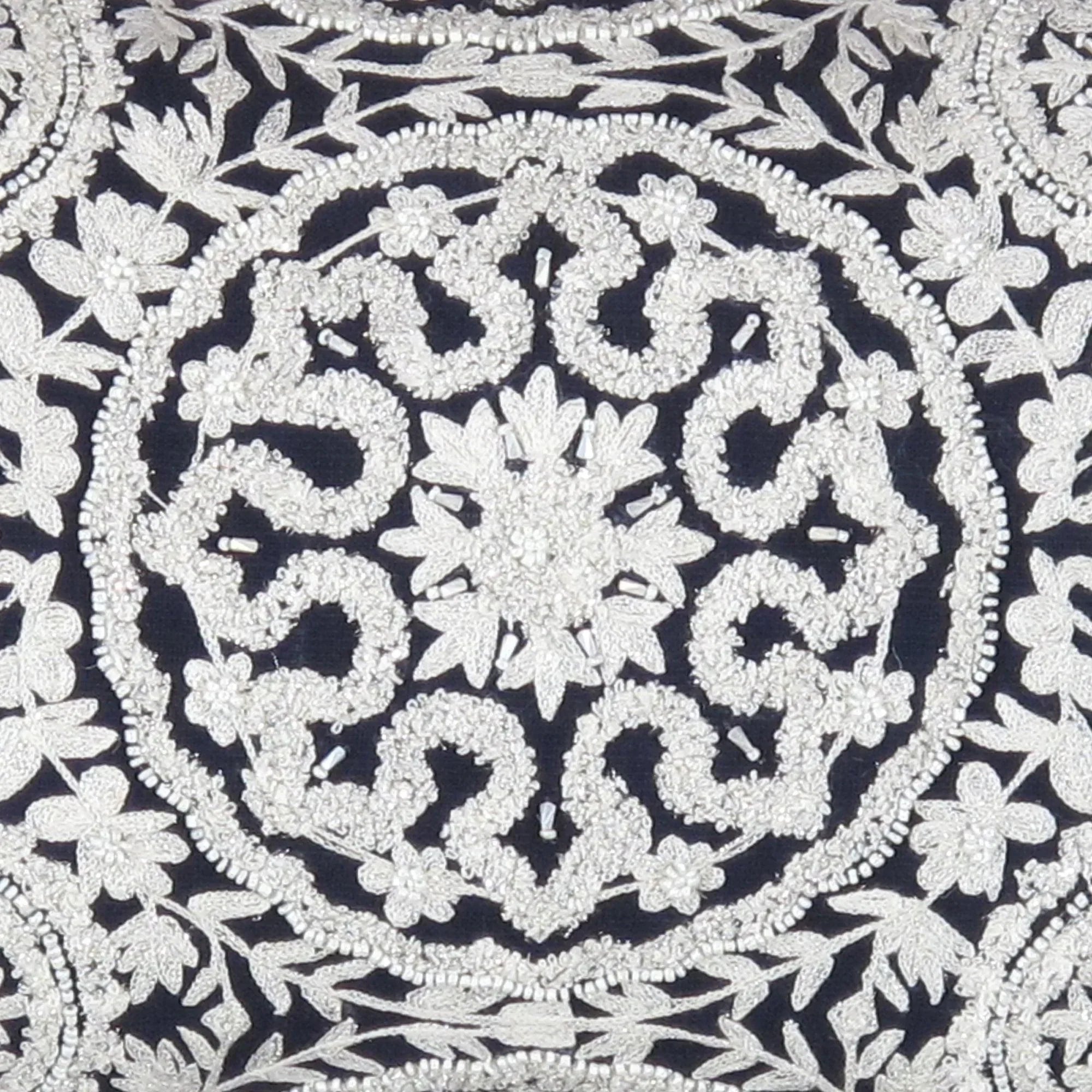Canvello Naples Embroidered Pillow, Navy/Taupe Canvello