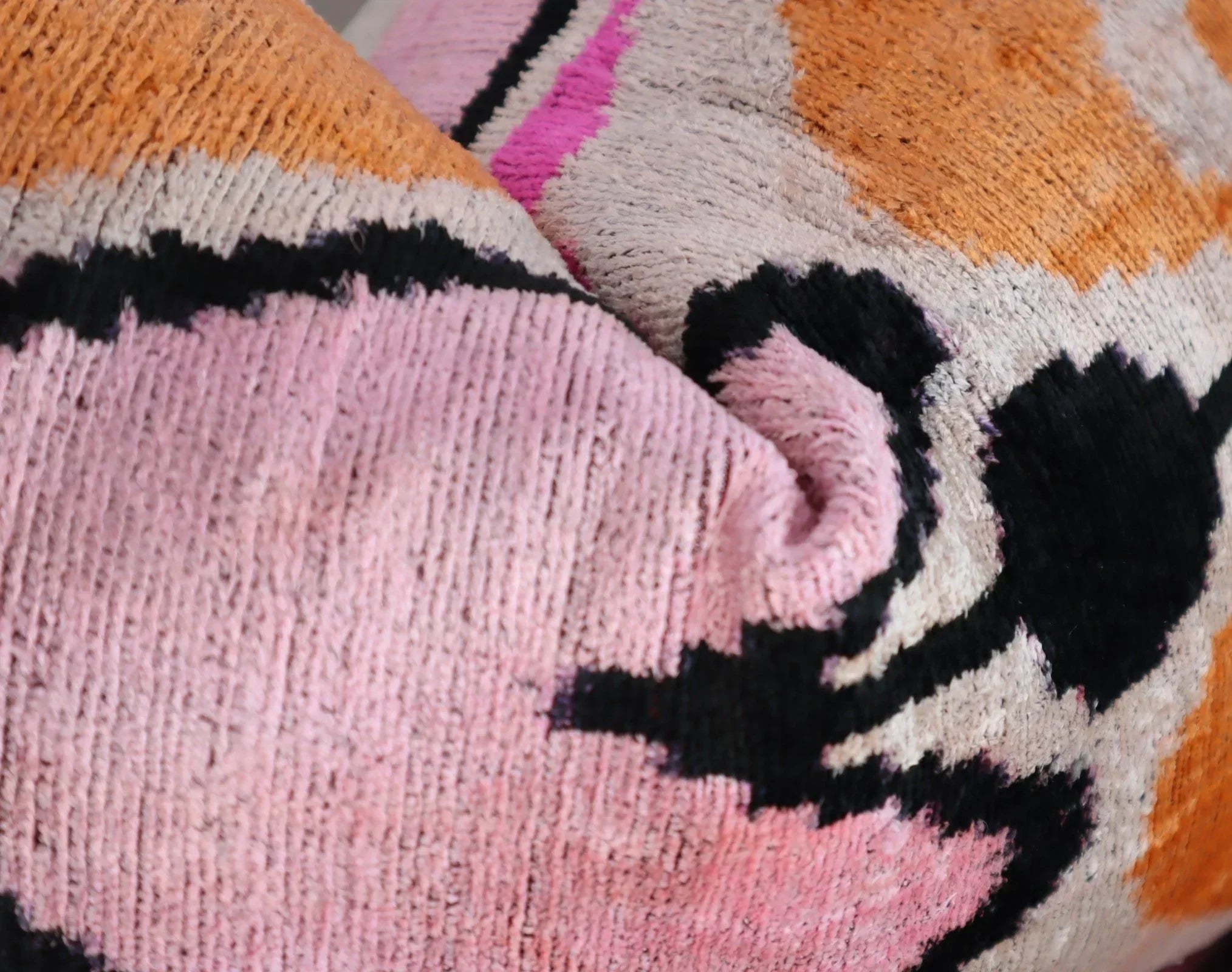 Canvello Orange Pink Handmade 16x24 Silk Velvet Pillow, Organic Veg Dyed, Down/Feather Filled Canvello