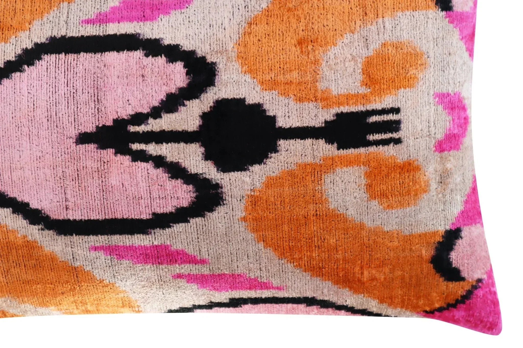 Canvello Orange Pink Handmade 16x24 Silk Velvet Pillow, Organic Veg Dyed, Down/Feather Filled Canvello