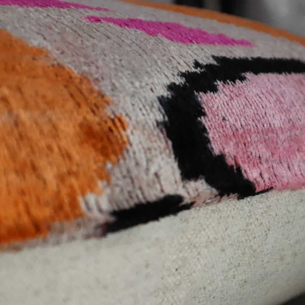 Canvello Orange Pink Handmade 16x24 Silk Velvet Pillow, Organic Veg Dyed, Down/Feather Filled Canvello