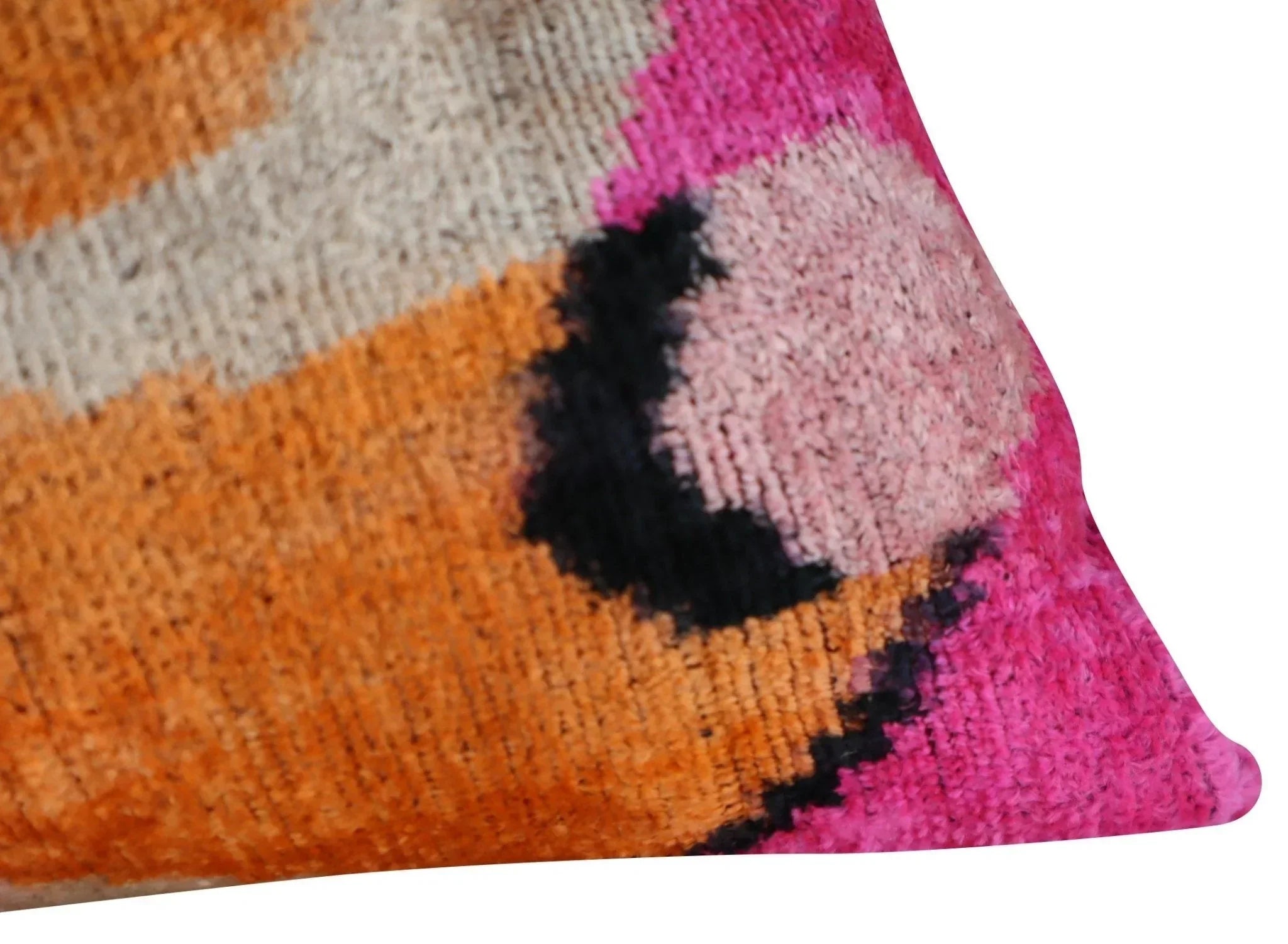 Canvello Orange Pink Handmade 16x24 Silk Velvet Pillow, Organic Veg Dyed, Down/Feather Filled Canvello