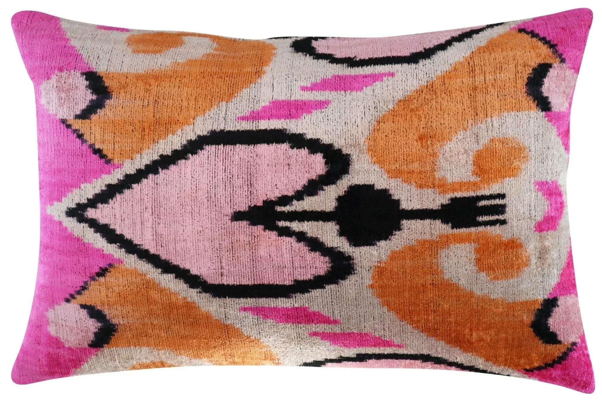 Canvello Orange Pink Handmade 16x24 Silk Velvet Pillow, Organic Veg Dyed, Down/Feather Filled Canvello