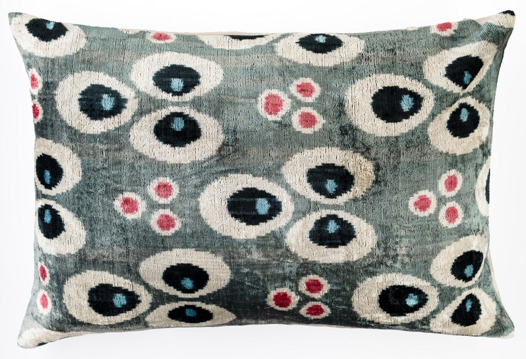 Canvello Organic Handmade Silk Velvet Pillow: 16x24 Inches with Premium Down Feather Insert - All-Natural Vegetable-Dyed Gray Canvello