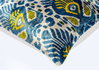 Canvello Organic Handmade Silk Velvet Pillow: 16x24 Inches with Premium Down Feather Insert - Luxury Blue Gold Canvello