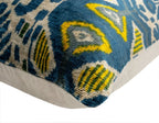 Canvello Organic Handmade Silk Velvet Pillow: 16x24 Inches with Premium Down Feather Insert - Luxury Blue Gold Canvello