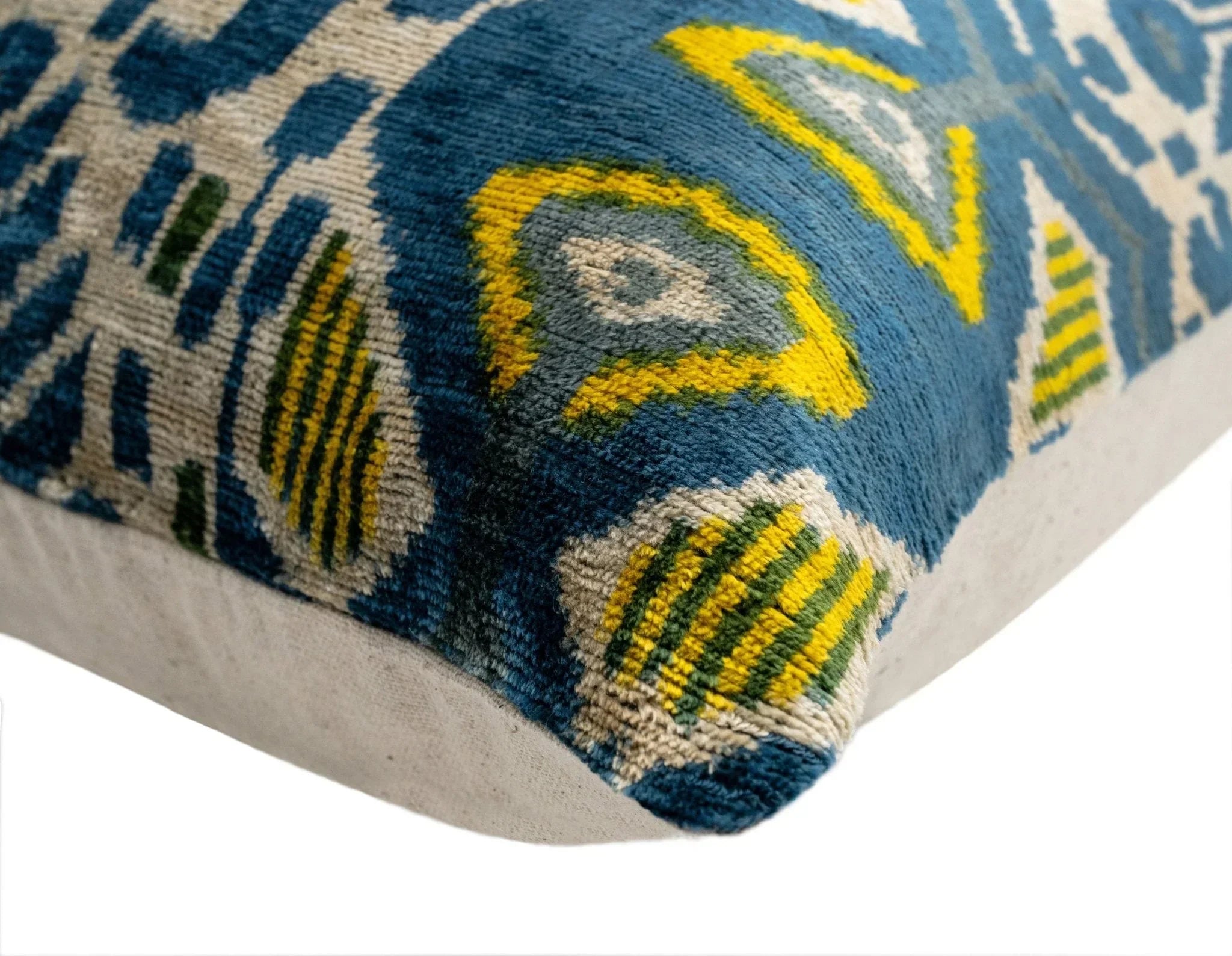Canvello Organic Handmade Silk Velvet Pillow: 16x24 Inches with Premium Down Feather Insert - Luxury Blue Gold Canvello