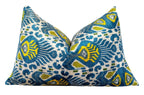 Canvello Organic Handmade Silk Velvet Pillow: 16x24 Inches with Premium Down Feather Insert - Luxury Blue Gold Canvello