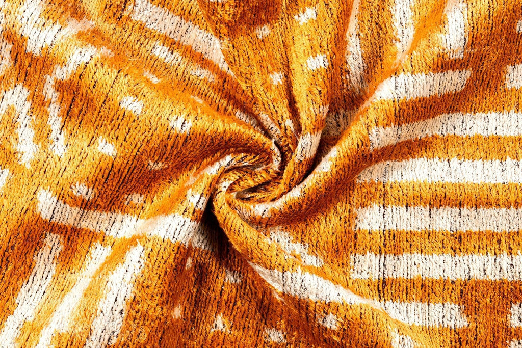 Canvello Organic Handmade Silk Velvet Pillow: 16x24 Inches with Premium Down Feather Insert - Luxury Copper Orange Geometric Floral Pattern Canvello