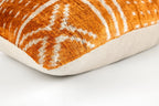 Canvello Organic Handmade Silk Velvet Pillow: 16x24 Inches with Premium Down Feather Insert - Luxury Copper Orange Geometric Floral Pattern Canvello