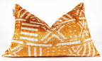Canvello Organic Handmade Silk Velvet Pillow: 16x24 Inches with Premium Down Feather Insert - Luxury Copper Orange Geometric Floral Pattern Canvello