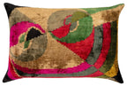 Canvello Organic Handmade Silk Velvet Pillow: 16x24 Inches with Premium Down Feather Insert - Luxury Gold Green Pink Canvello
