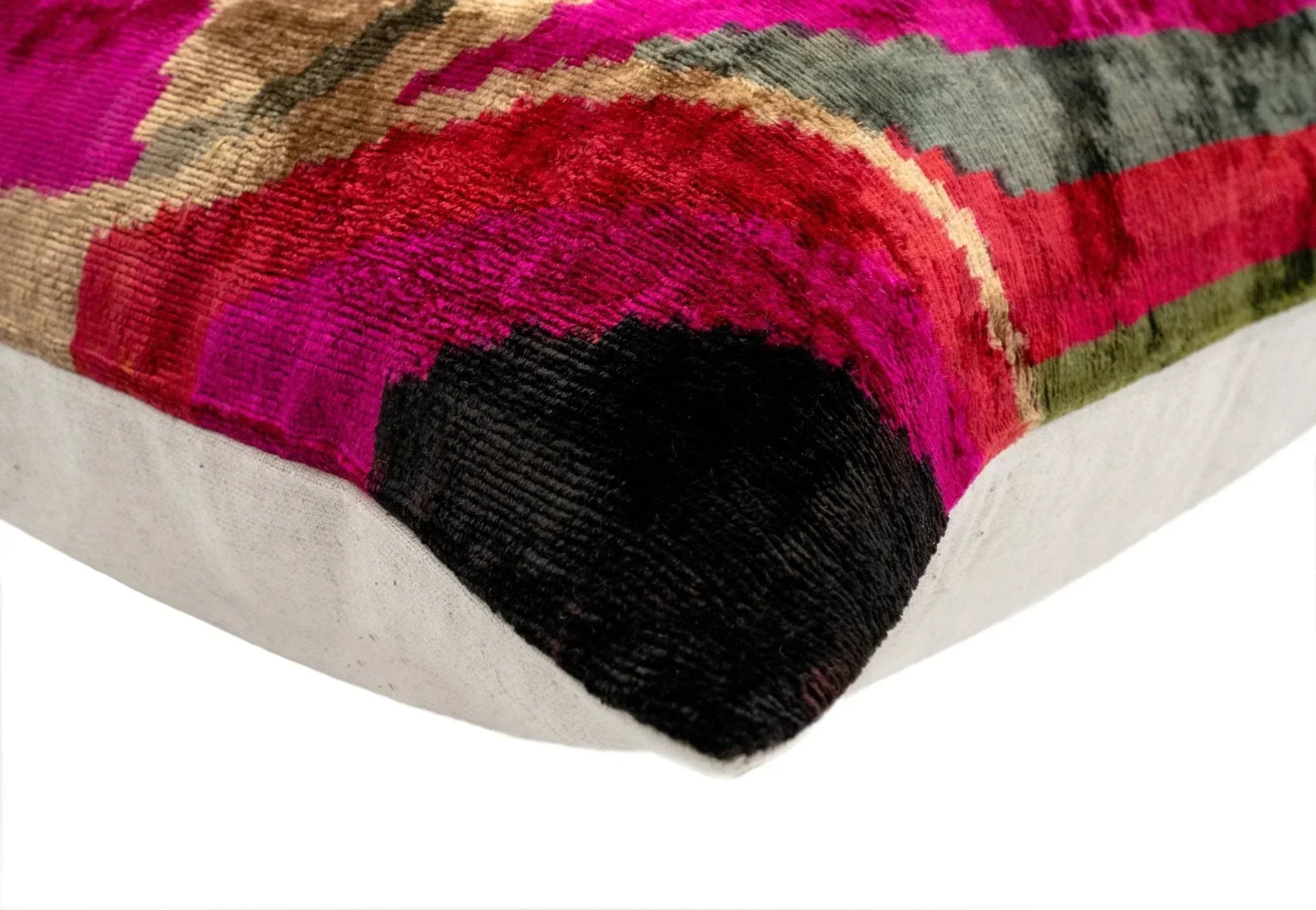 Canvello Organic Handmade Silk Velvet Pillow: 16x24 Inches with Premium Down Feather Insert - Luxury Gold Green Pink Canvello