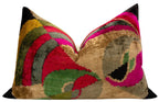 Canvello Organic Handmade Silk Velvet Pillow: 16x24 Inches with Premium Down Feather Insert - Luxury Gold Green Pink Canvello